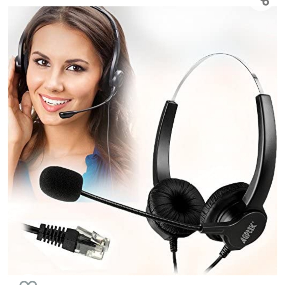 AGPtek hands free noise canceling corded Binaural Headset with Microphone